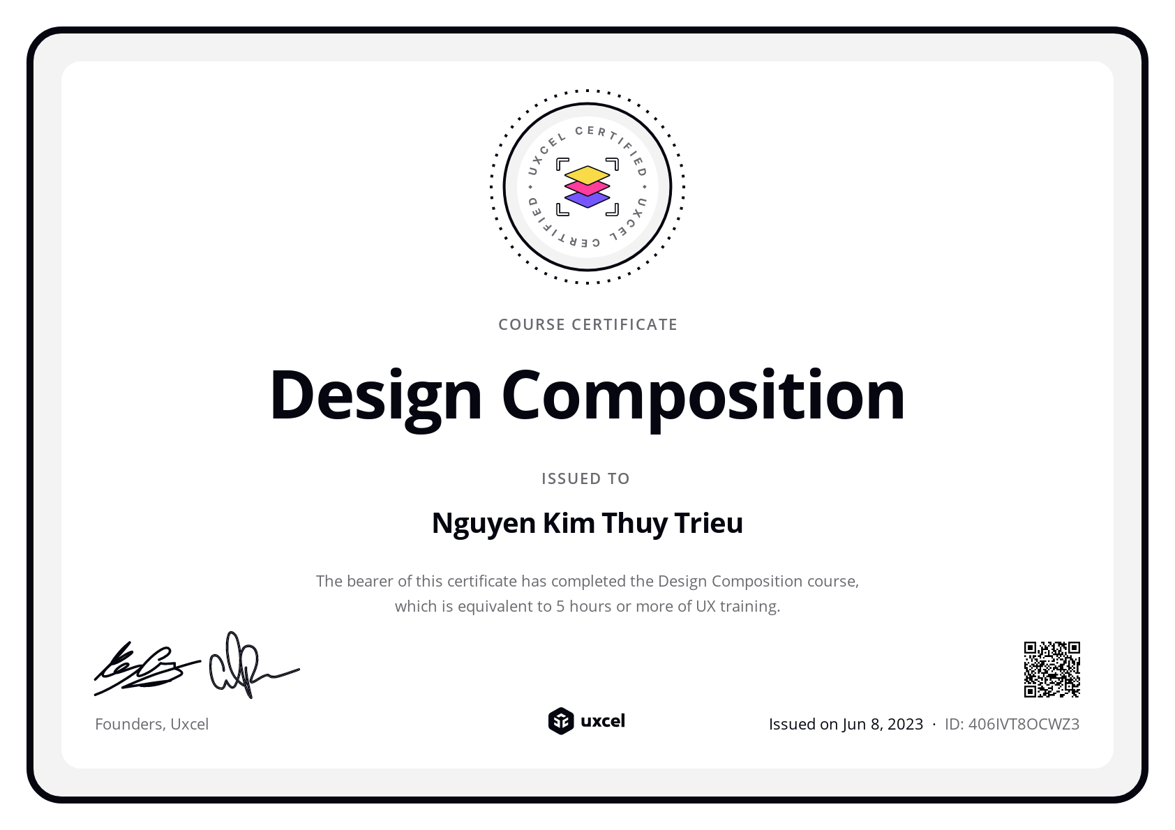 Nguyen Kim Thuy Trieu's certificate